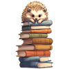 Hedgehog on stack of books