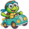 Adventurous Turtle Driving Car