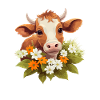 Vache avec des fleurs