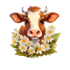 Vache avec des fleurs