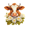 Vache avec des fleurs