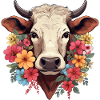 Vache avec des fleurs