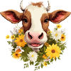 Kuh mit Blumen