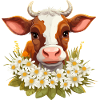 Kuh mit Blumen