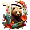 Bär Illustration mit blumigem Bilderrahmen