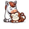 Câlin Cheval Et Singe Amoureux
