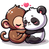 Câlin Singe Et Panda Amoureux