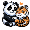 Câlin Panda Et Tigre Amoureux
