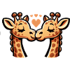 Two Giraffes In Love