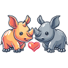 Rhinoceros Comic Animal Couple Love