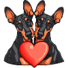 Doberman Comic Couple Love