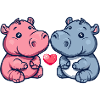 Couple d’hippopotames amoureux Animal Saint-Valentin