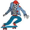 Skeleton on a skateboard