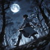 Swordsman in the moonlight