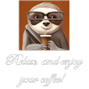 Sloth drinking coffee.