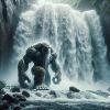 Troll in waterfall