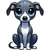 Digital illustration of cute Whippet