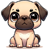 Digital illustration of cute Pug