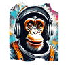 Astronaut chimp with headphones