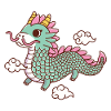 Green Dragon Flying Among Clouds