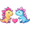 Dinosaur Stegosaurus Couple Love