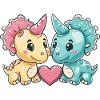Dinosaur triceratops couple love