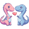 Dinosaur brontosaurus couple love