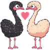 Ostrich Comic Couple Love