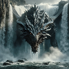 Dragon in waterfall