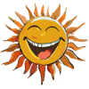 Laughing sun with funny face