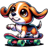 Beagle Skateboarder Comic Cartoon Dog