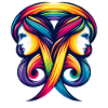 Gemini Zodiac Rainbow Harmony Design