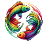 Pisces Zodiac Enigmatic Rainbow Design