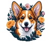 Cute Corgi Dog with Flowers Corgi Dogs