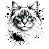 Cute cat in cool ink-splash design