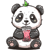 Niedlicher Panda mit Tee
