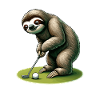 Lustiges Faultier beim Golfen