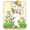 Cute bunny carrying a flower