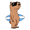 Capybara Surfing Capybara Surfer Motif