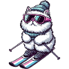 Persian Cat Skier Winter Magic
