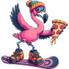 Flamingo Snowboard Pizza Winter