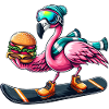 Flamingo Snowboard Hamburger Fun