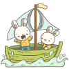 Two rabbits on a boat