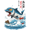 Ukiyo-E Poisson Monstre Style Vintage