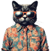 Cat and the flowered shirt