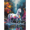 Ein Einhorn mit Farbtupfern