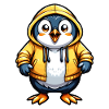 Penguin in yellow jacket