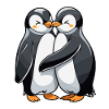 Pingouins s’embrassant