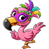 Mardi Gras Comic Flamingo