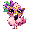 Mardi Gras Comic Flamingo